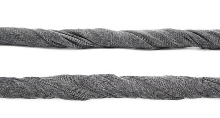 Strip of gray fabric isolated