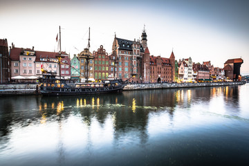 Naklejka na ściany i meble Gdansk,Poland-September 19,2015: old town and famous crane, Poli