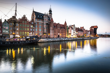 Gdansk,Poland-September 19,2015: old town and famous crane, Poli
