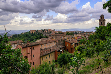 Fototapeta na wymiar Perugia (Umbria) panorama from Porta Sole