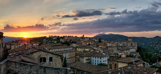Foto auf Acrylglas Perugia (Umbria) panorama from Porta Sole at sunset © Marco Saracco