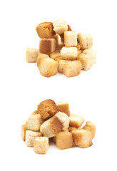 Pile of garlic croutons isolated