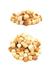 Pile of garlic croutons isolated