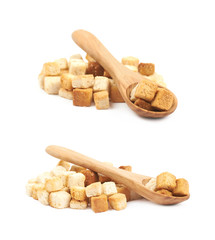 Pile of garlic croutons isolated