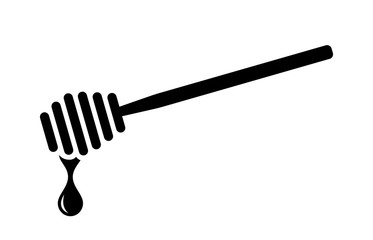 Honey dipper stick with dripping honey flat icon for apps and websites