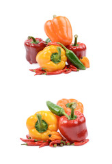 Pile of peppers isolated