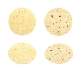 Flour tortilla flatbread isolated