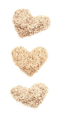 Heart shape made of oatmeal isolated