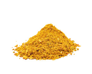 Pile of powdered curry spice isolated