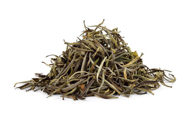 Dried tea leaf isolated on white background