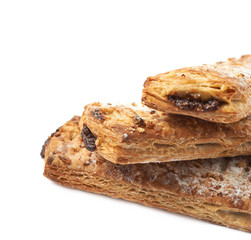 Pile of sweet pastry buns isolated