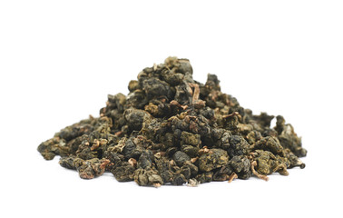 Fototapeta na wymiar Pile of dried tea leaves isolated