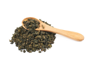Pile of dried tea leaves isolated