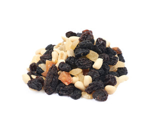 Nuts and dried fruits mix isolated