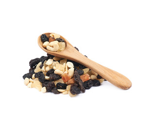 Nuts and dried fruits mix isolated