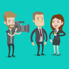 TV interview vector illustration.