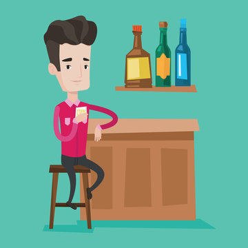 Man sitting at the bar counter vector illustration