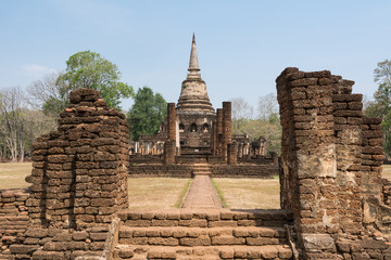 Old pagoda of old temple  in Srisatchanalai Historical Park (UNE