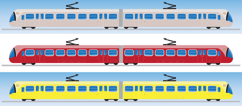Side view of Tram car or trolley car