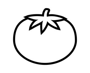 Tomato with leaves line art icon for food apps and websites