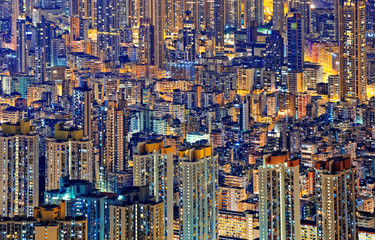 Hong Kong Public living downtown at night