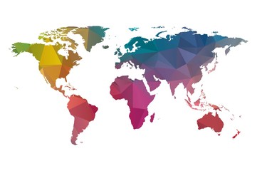 low poly world map colorful