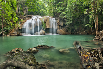 Fototapeta na wymiar waterfall in deep forest on mountain