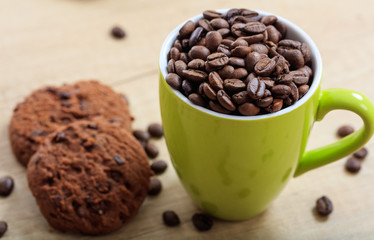 Cup with coffee beans