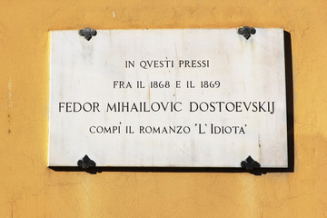 plaque on the house where he lived Dostoevsky, Florence