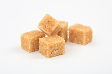 Sugar cubes on white background