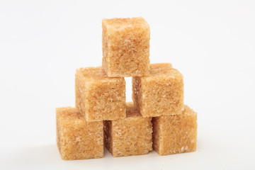 Sugar cubes on white background