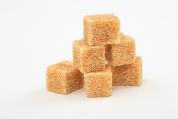 Sugar cubes on white background