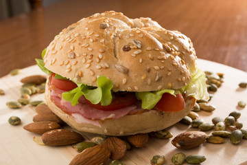 Sandwich with fresh smoked meat