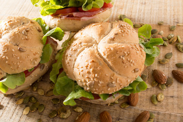 Sandwiches with fresh smoked meat