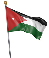 Fototapeta na wymiar National flag for country of Jordan isolated on white background, 3D rendering