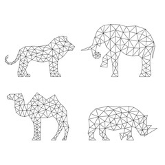 Geometric animals silhouettes.  Set of polygons