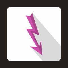 Lightning arrow icon in flat style with long shadow