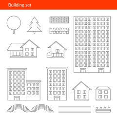 Buildings thin icons. Vector line  of 