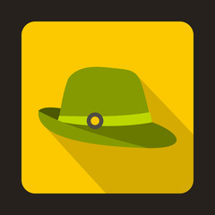 Hunter hat icon in flat style with long shadow