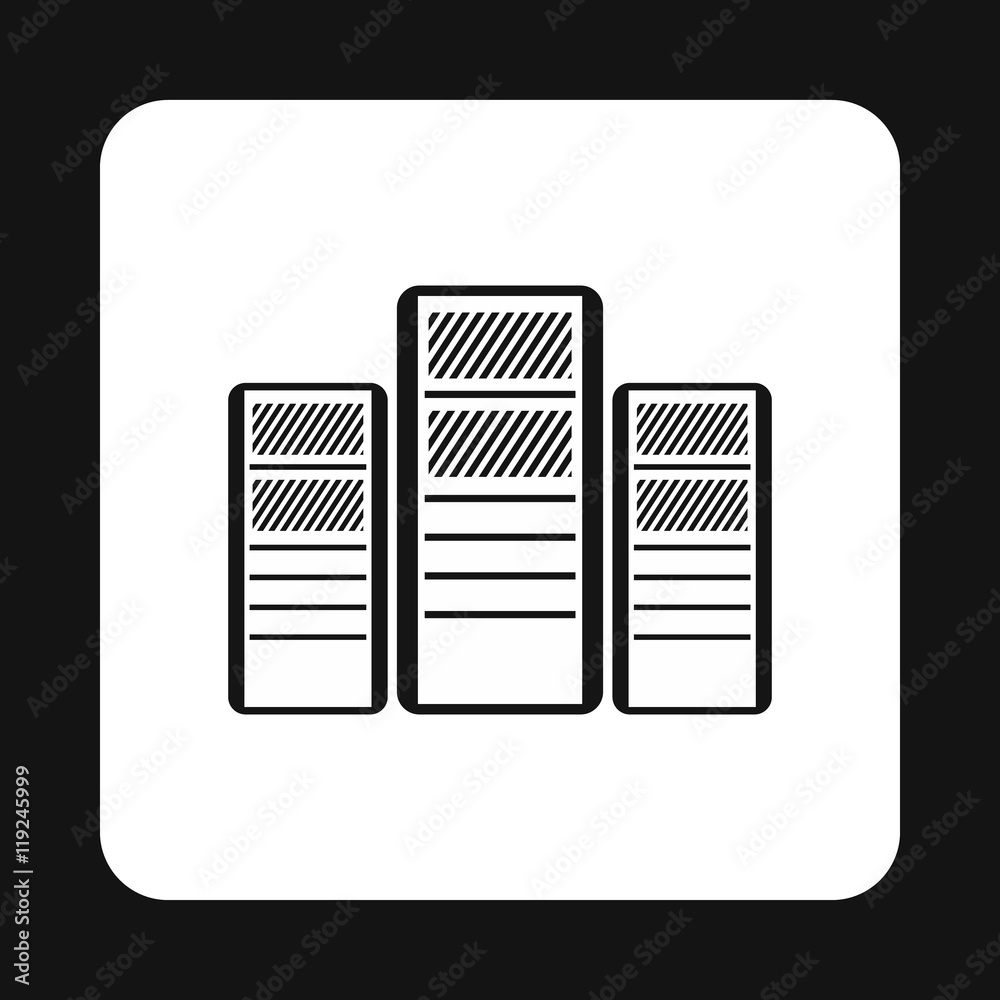 Poster system blocks of computers icon in simple style isolated on white background. technique symbol