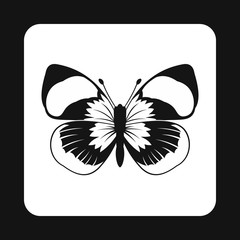 Butterfly with long antennae icon in simple style isolated on white background. Fly symbol