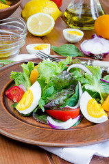 salad with fresh vegetables and boiled eggs