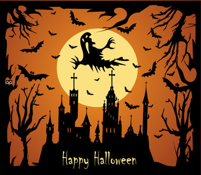 Happy Halloween background with Happy Halloween sentence 