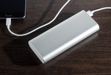 Smartphone charged by power bank