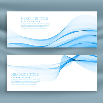 blue abstract wave banners templates