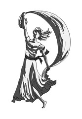 Fototapeta premium vrouw met kleed in de wind