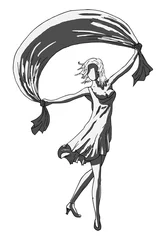 Fotobehang vrouw met doek in de wind © emieldelange