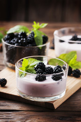 Healthy breakfast with berry and mint