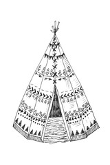 North American Indian tipi with tribal ornament © lisagerrard99