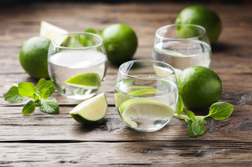 Fresh cocktail with lime and mint